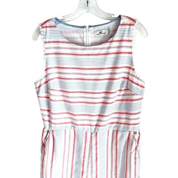 Vineyard Vines Abacos Pink Blue White Striped Jumpsuit Size 12 - Picture 6 of 12
